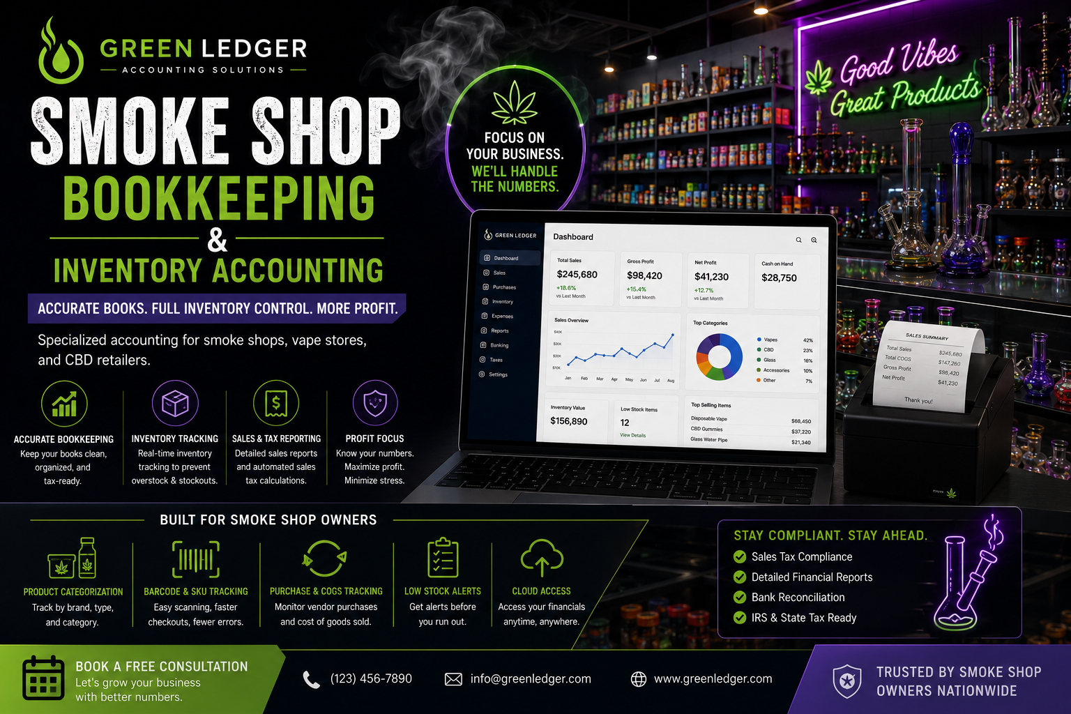 Smoke Shop Bookkeeping and Inventory Accounting