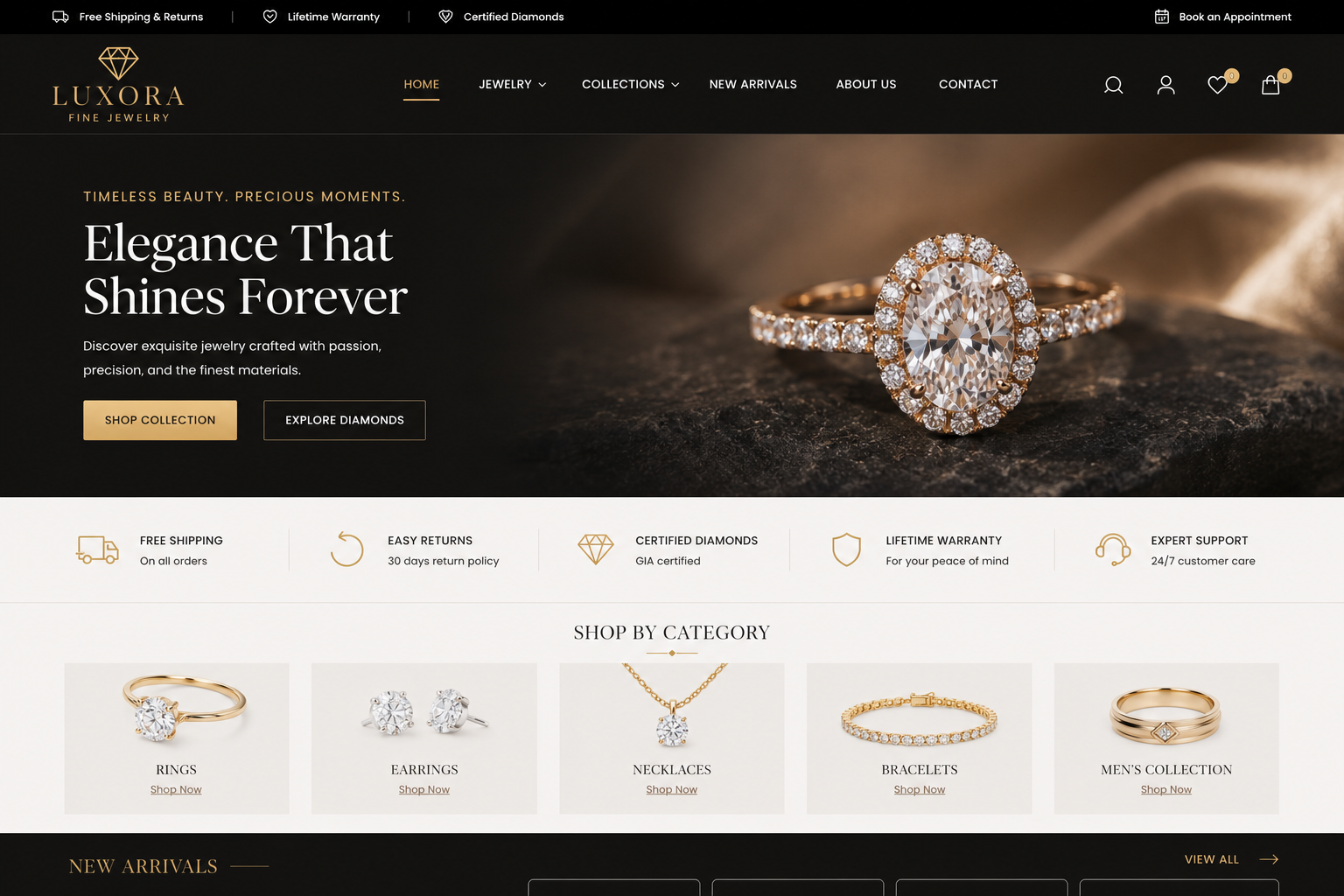Premium Jewelry E-Commerce Website
