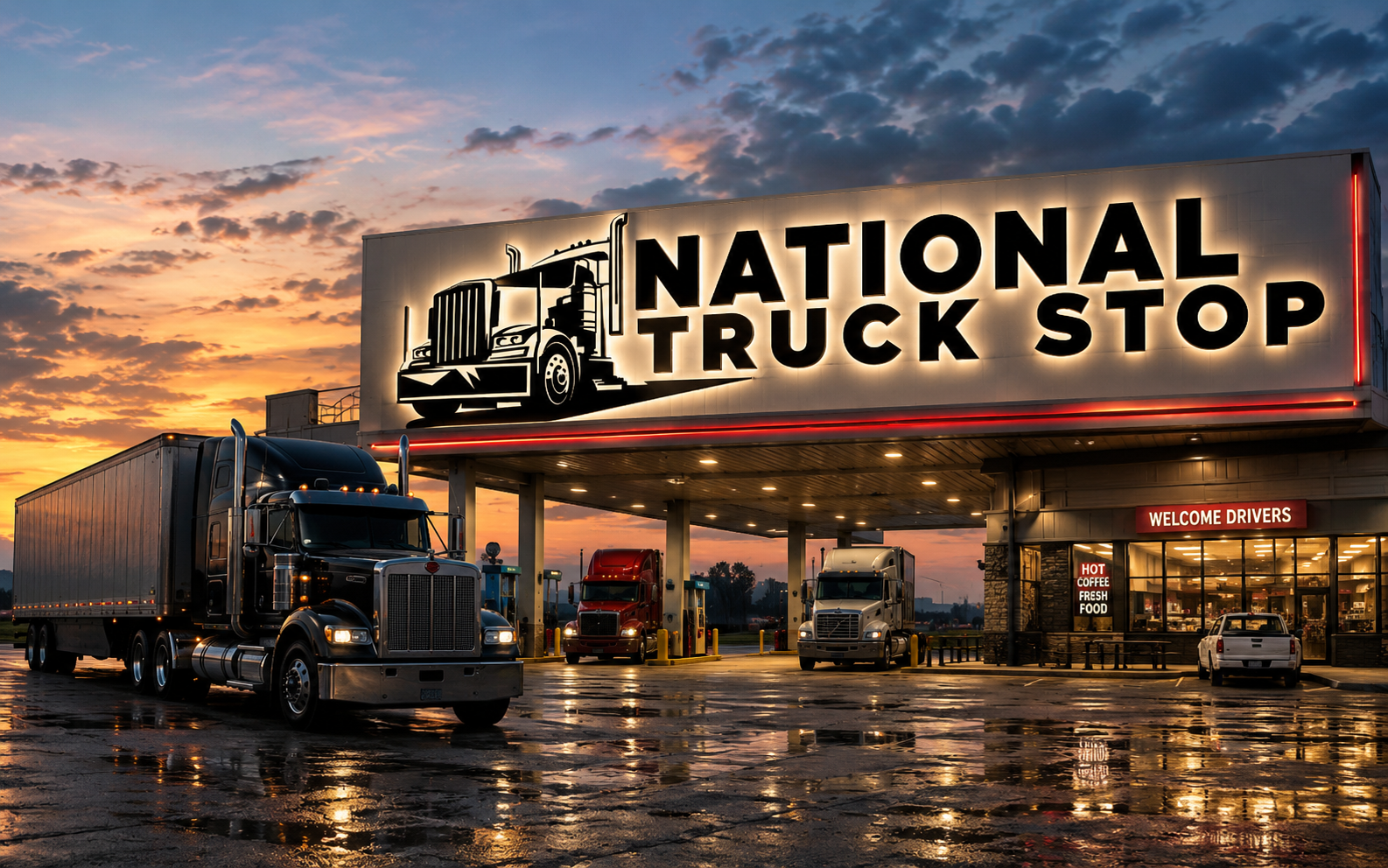 National Truck Stop Logo and Brand Identity
